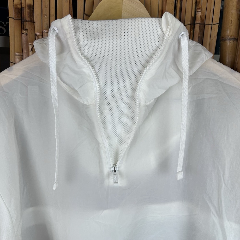 NIKE Swoosh Sportswear Hooded 1/4 Zip Pullover Windbreaker White Jacket Mens XL - Picture 10 of 16